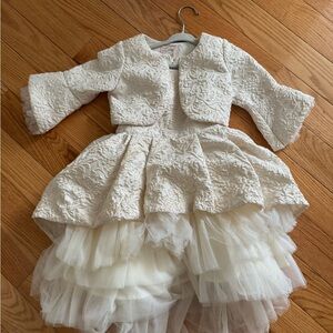 Elegant Cream Kids Formal Dress with Jacket